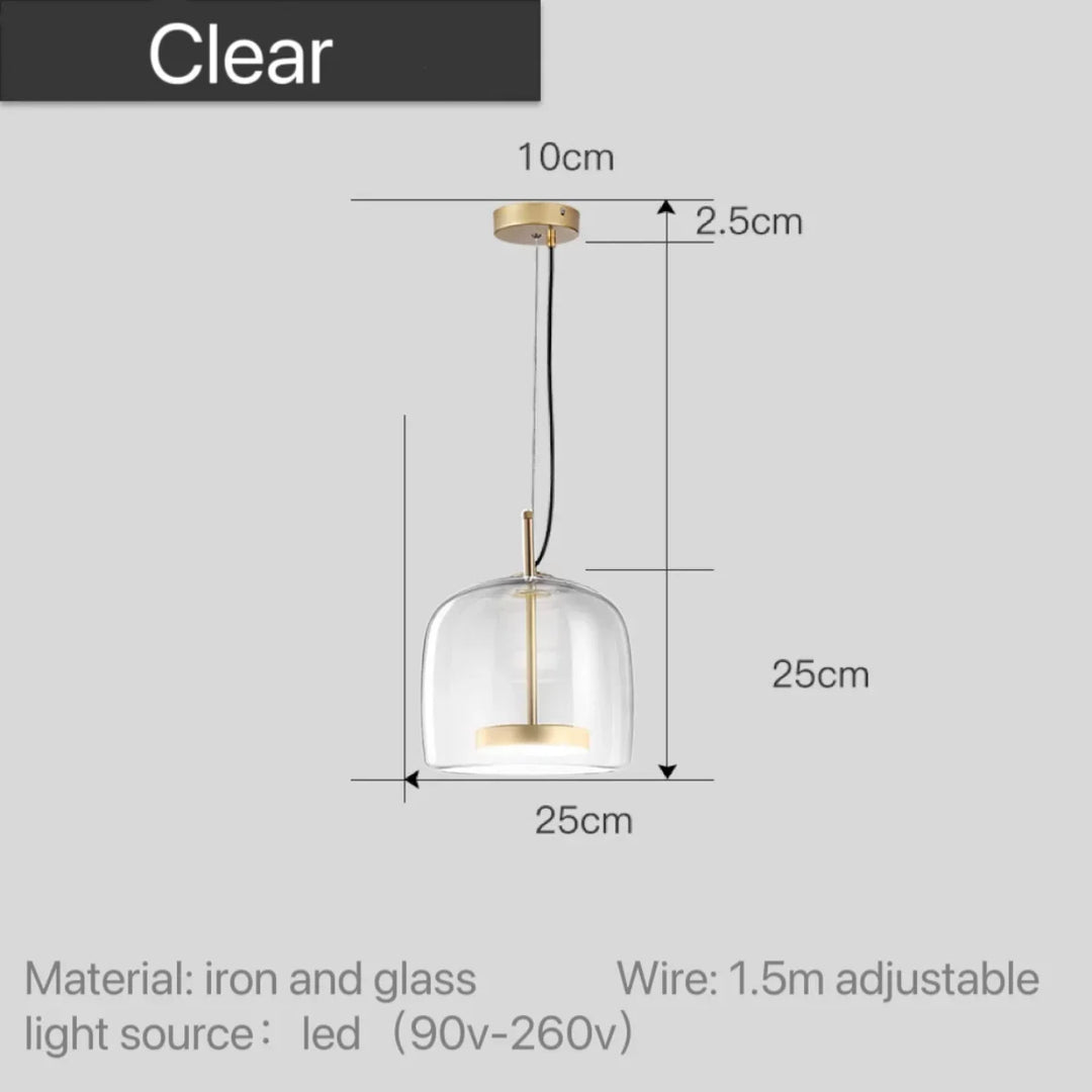Nordic Glass Pendant Light | Modern Amber Dome Pendant Light