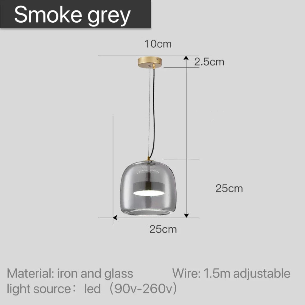 Nordic Glass Pendant Light | Modern Amber Dome Pendant Light