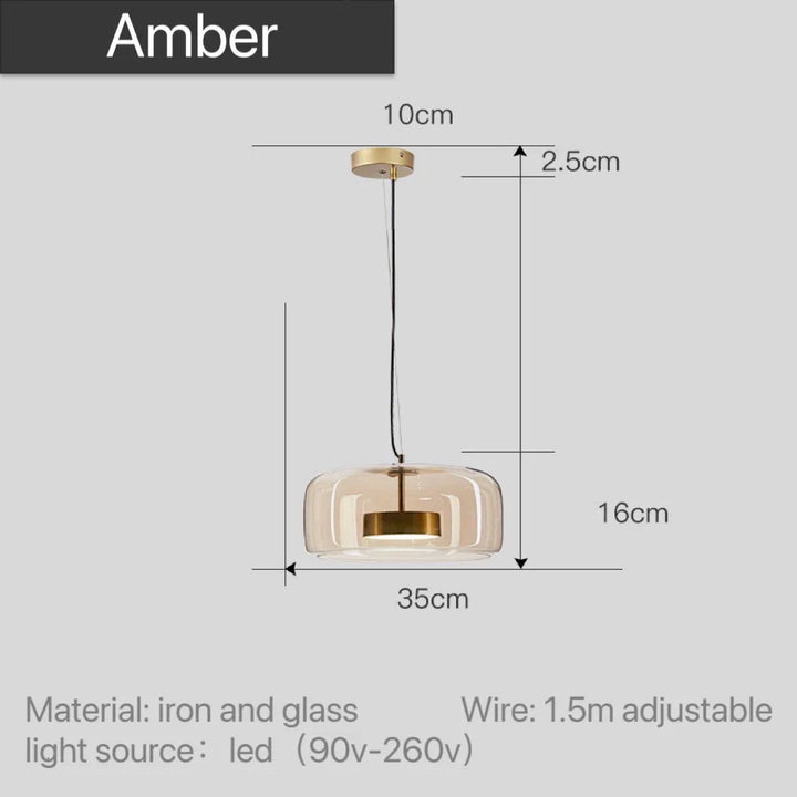Nordic Glass Pendant Light | Modern Amber Dome Pendant Light