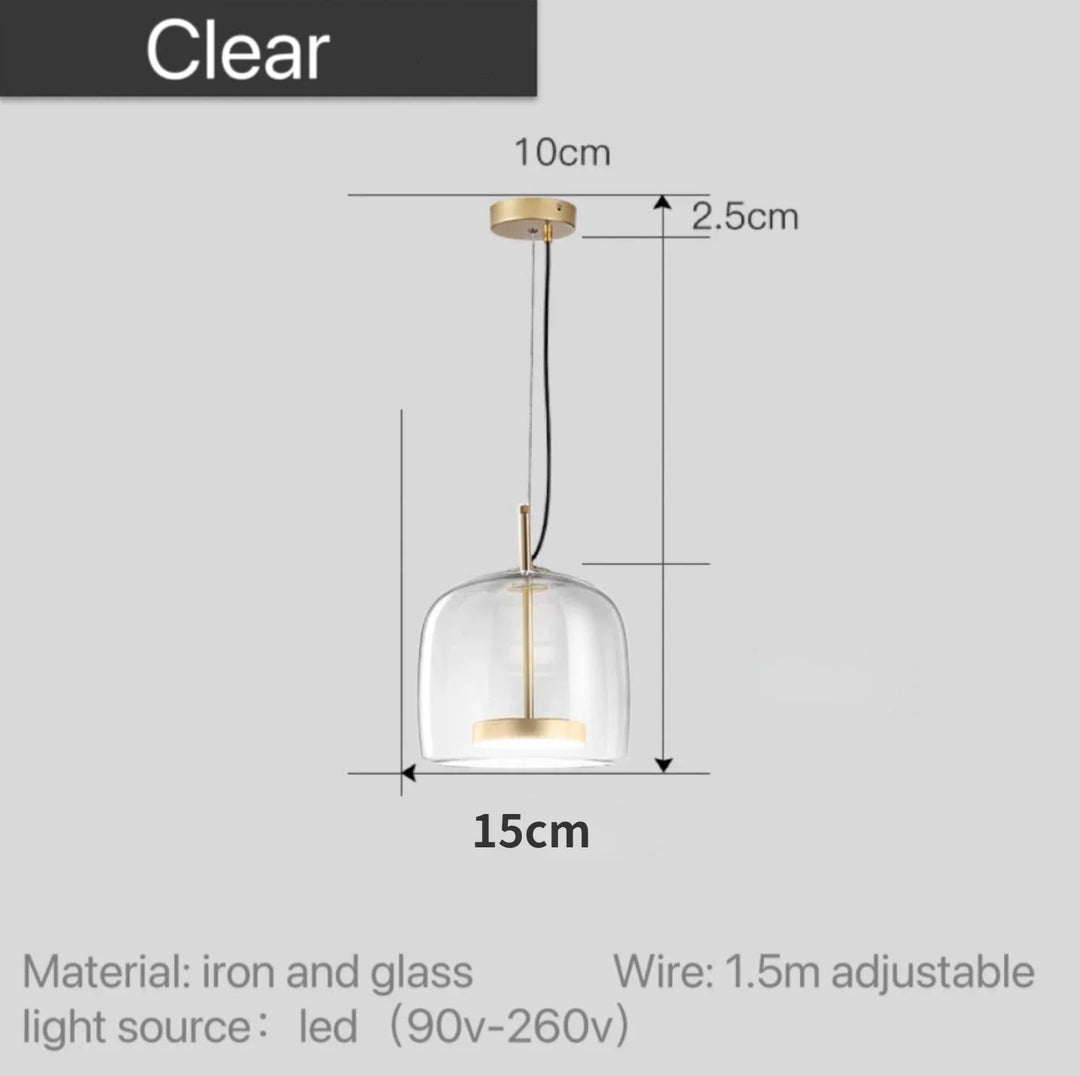 Nordic Glass Pendant Light | Modern Amber Dome Pendant Light