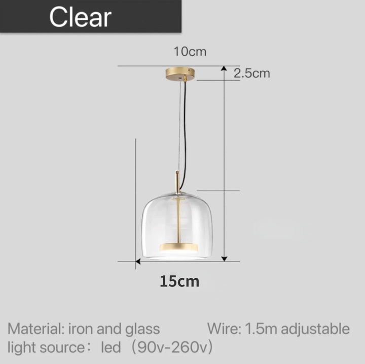 Nordic Glass Pendant Light | Modern Amber Dome Pendant Light