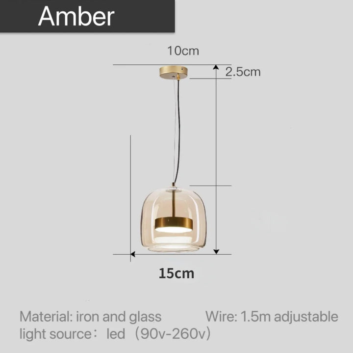 Nordic Glass Pendant Light | Modern Amber Dome Pendant Light