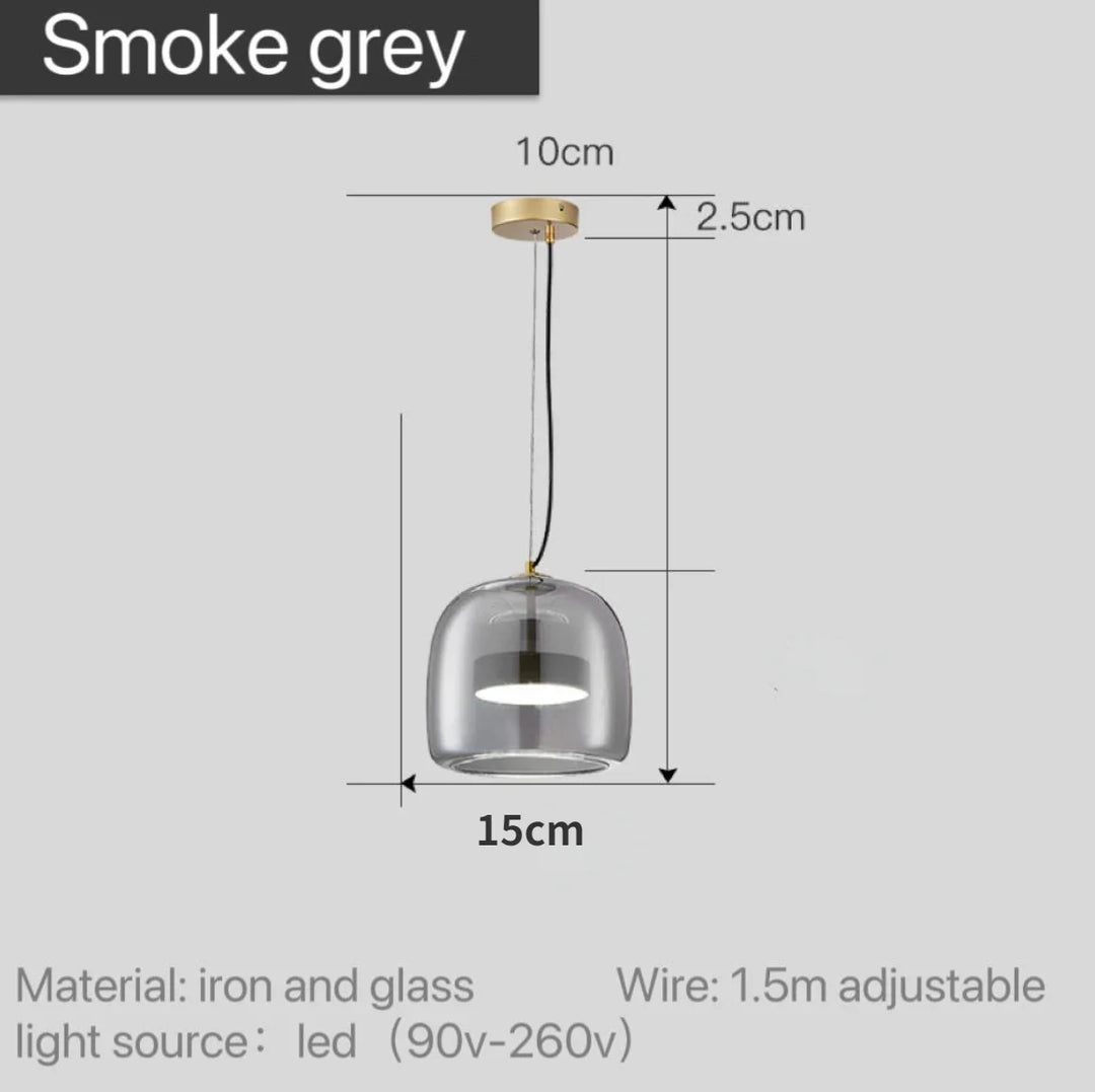 Nordic Glass Pendant Light | Modern Amber Dome Pendant Light