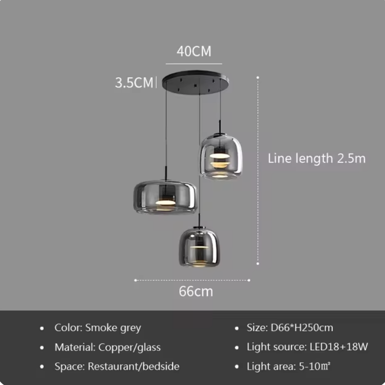 Nordic Glass Pendant Light | Modern Amber Dome Pendant Light