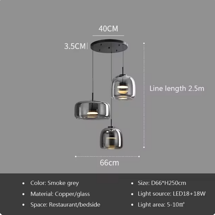 Nordic Glass Pendant Light | Modern Amber Dome Pendant Light
