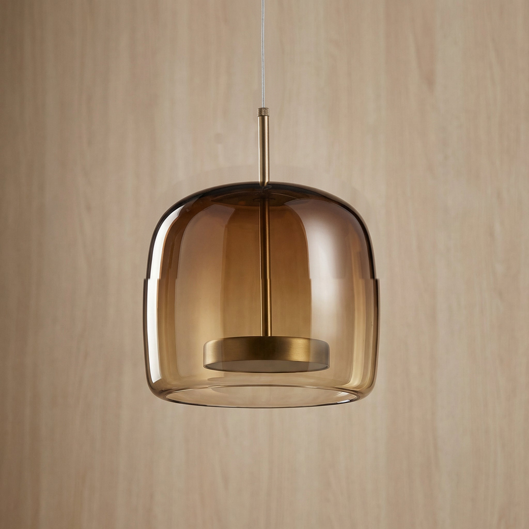 Nordic Glass Pendant Light | Modern Amber Dome Pendant Light