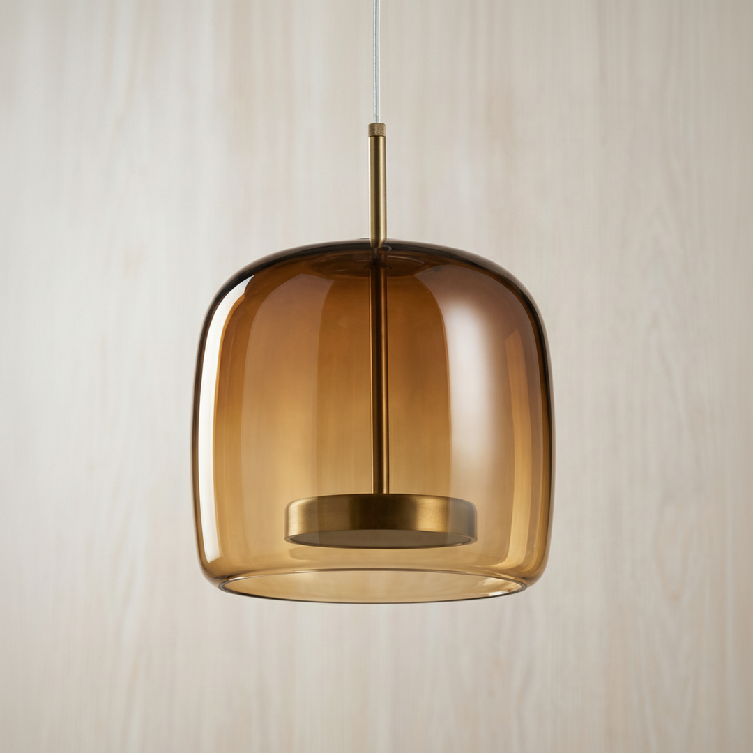Nordic Glass Pendant Light | Modern Amber Dome Pendant Light