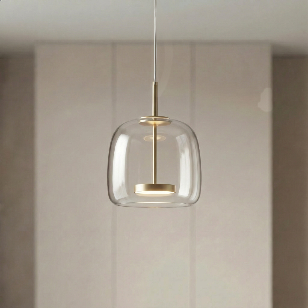 Nordic Glass Pendant Light | Modern Amber Dome Pendant Light