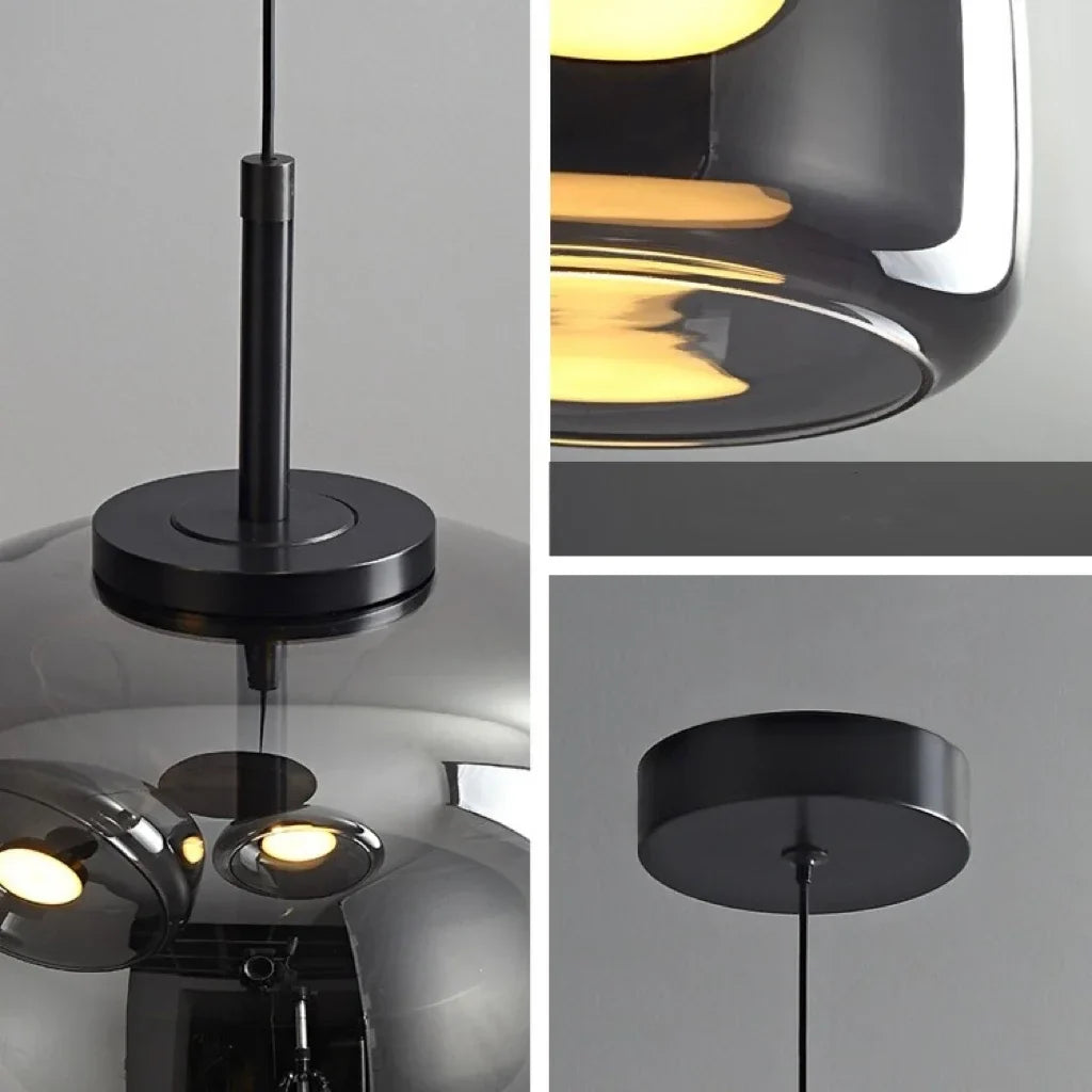 Nordic Glass Pendant Light | Modern Amber Dome Pendant Light