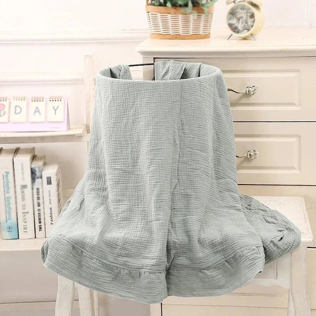 Organic Cotton Muslin Swaddle | Soft Ruffled Baby Blanket