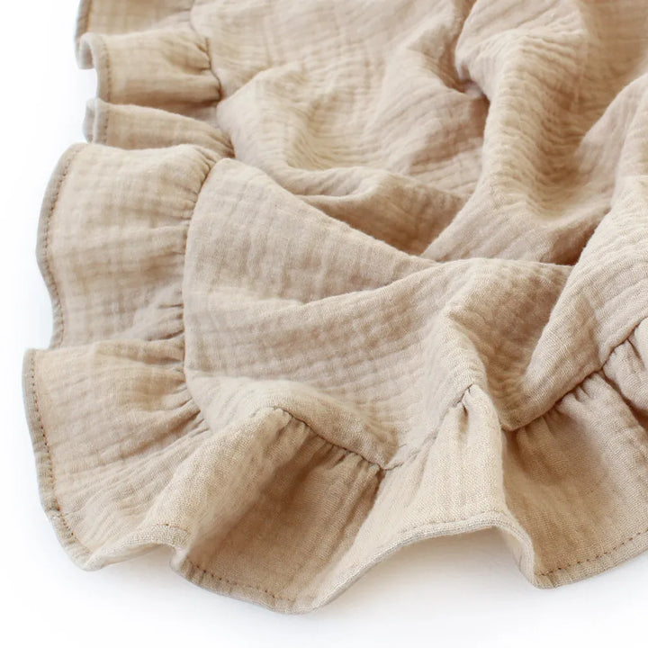 Organic Cotton Muslin Swaddle | Soft Ruffled Baby Blanket