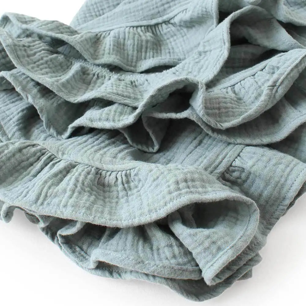 Organic Cotton Muslin Swaddle | Soft Ruffled Baby Blanket