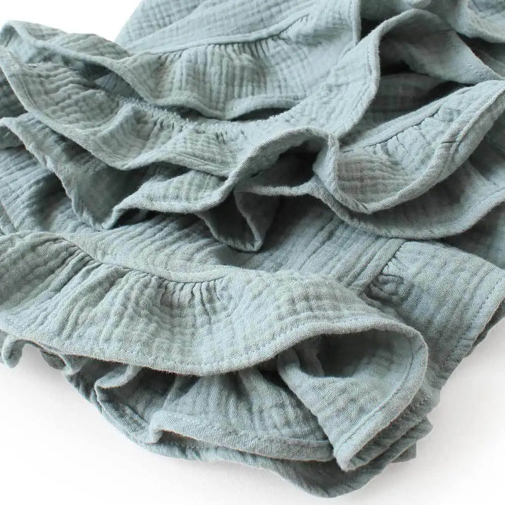 Organic Cotton Muslin Swaddle | Soft Ruffled Baby Blanket