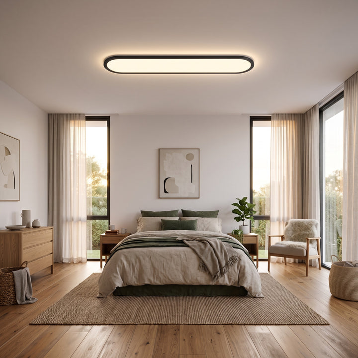 Oval LED Flush Ceiling Light styled in a home interior