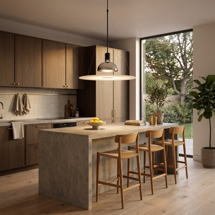 Pendant Lamp - Bell-Shaped Shade with Metallic Dome