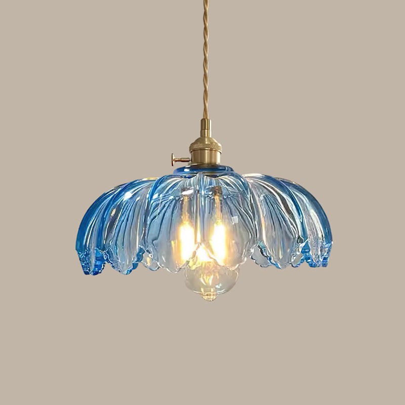 Pendant Lamp - Flower-Shaped Glass Shade with Brass Finish