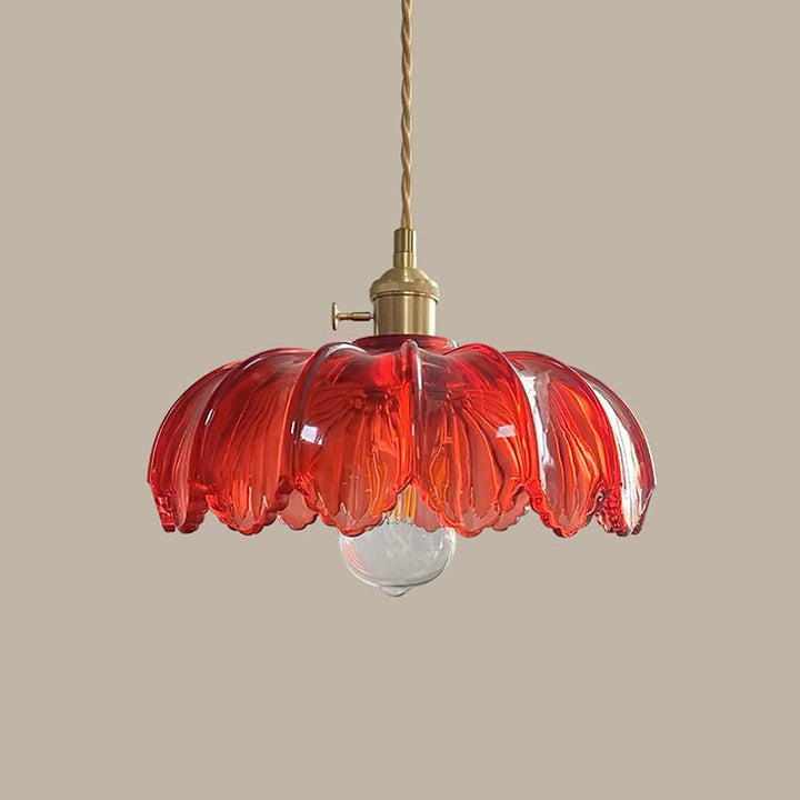 Pendant Lamp - Flower-Shaped Glass Shade with Brass Finish