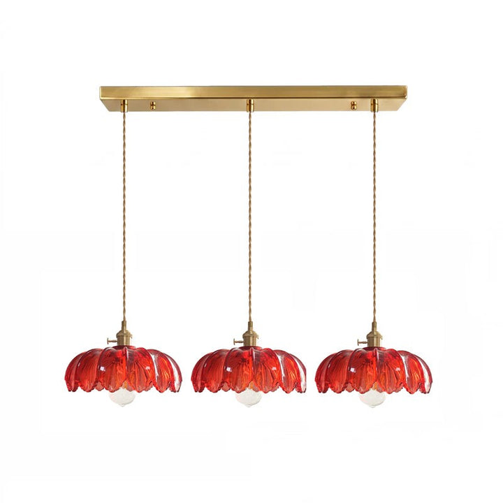 Pendant Lamp - Flower-Shaped Glass Shade with Brass Finish