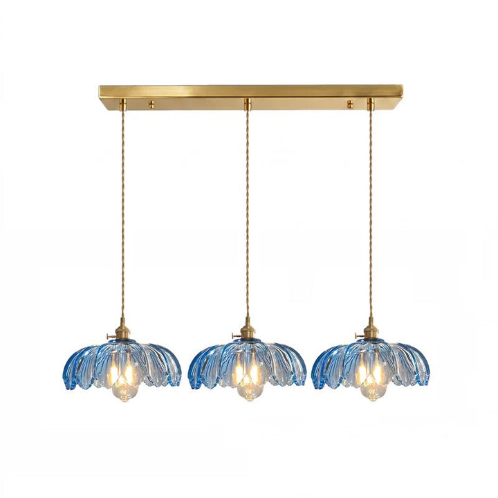 Pendant Lamp - Flower-Shaped Glass Shade with Brass Finish