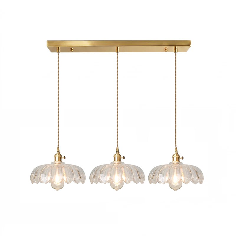 Pendant Lamp - Flower-Shaped Glass Shade with Brass Finish