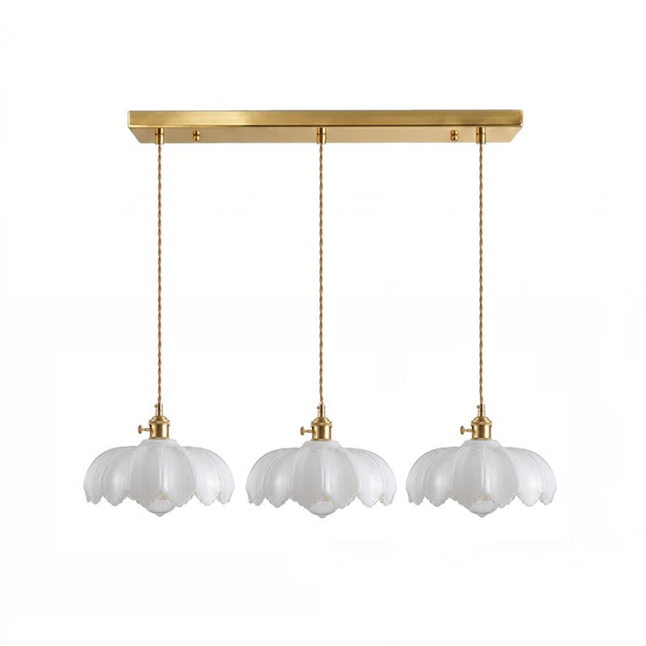 Pendant Lamp - Flower-Shaped Glass Shade with Brass Finish