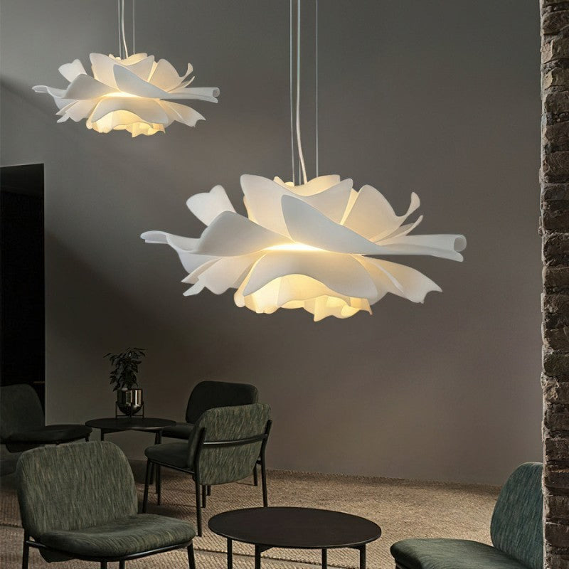 Pendant Lamp - Flower-Shaped White Shade