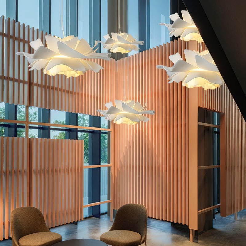 Pendant Lamp - Flower-Shaped White Shade