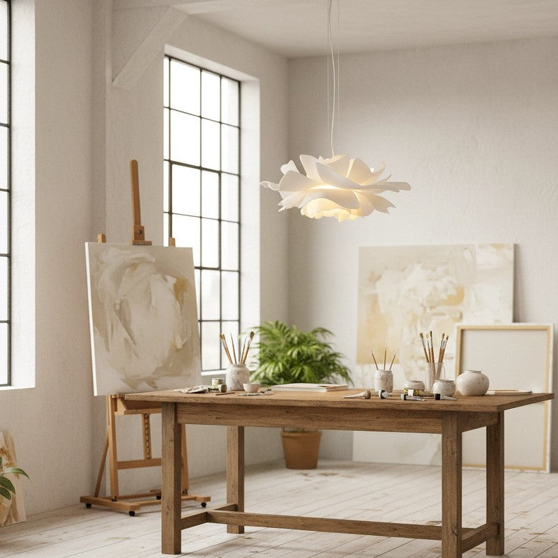 Pendant Lamp - Flower-Shaped White Shade