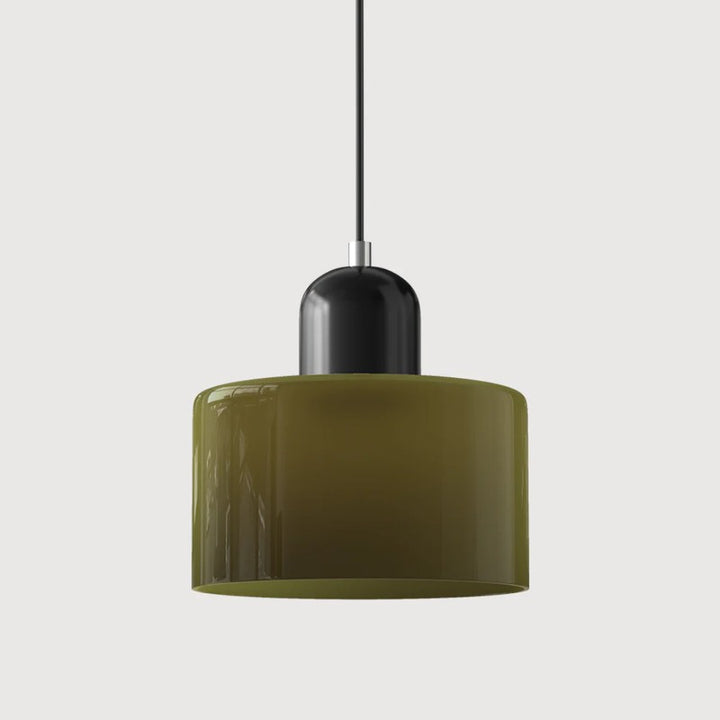 Pendant Lamp - Retro Two-Tone Glass Shade with Metal Top Cap