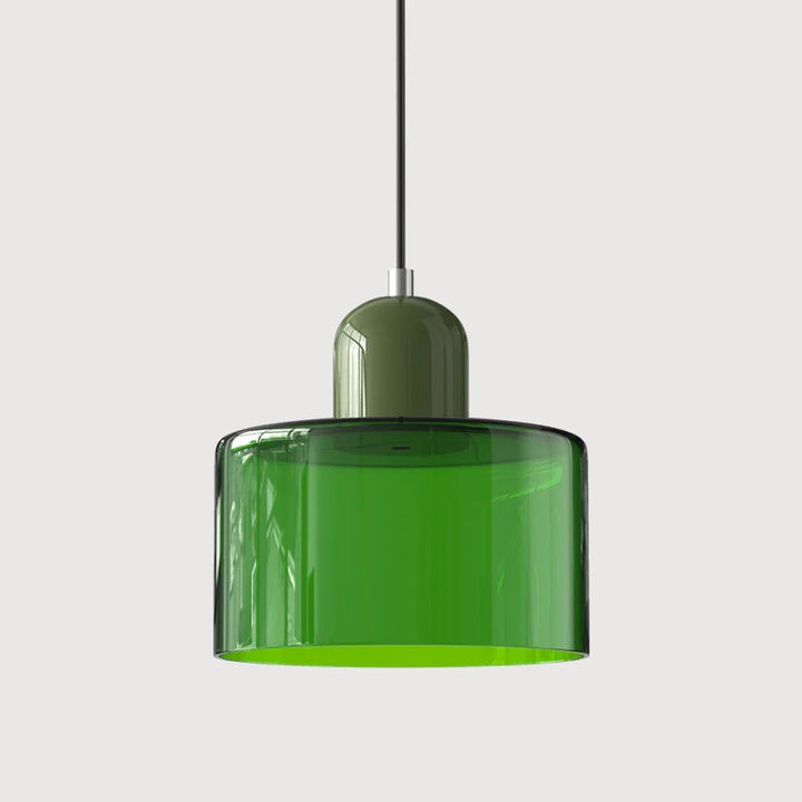 Pendant Lamp - Retro Two-Tone Glass Shade with Metal Top Cap