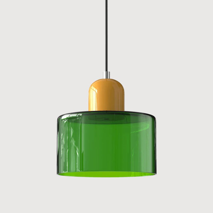 Pendant Lamp - Retro Two-Tone Glass Shade with Metal Top Cap