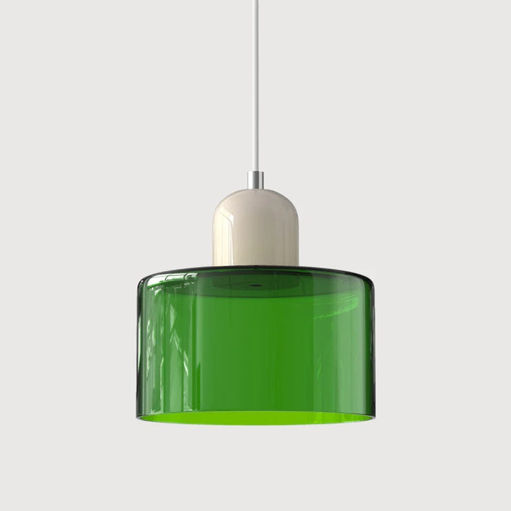 Pendant Lamp - Retro Two-Tone Glass Shade with Metal Top Cap