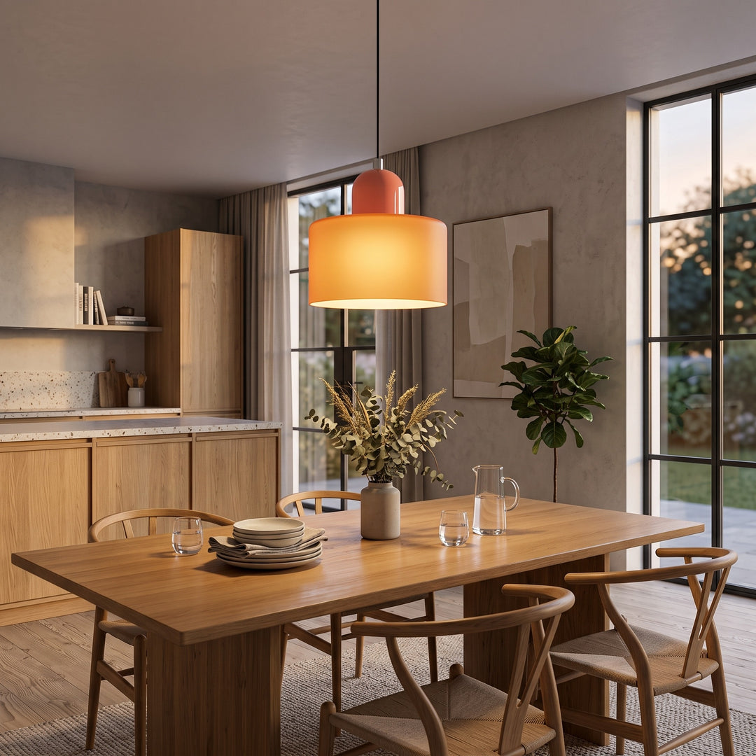 Pendant Lamp - Retro Two-Tone Glass Shade with Metal Top Cap