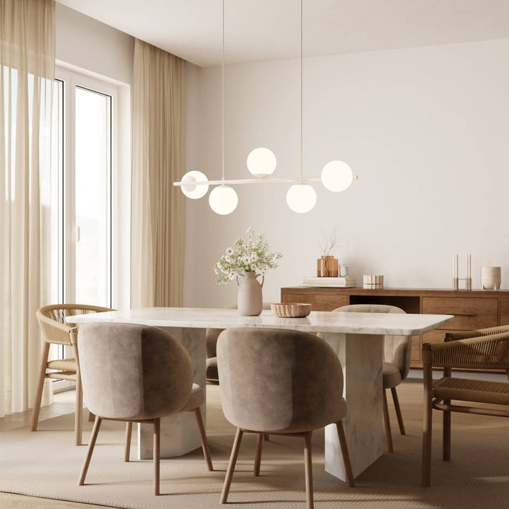 Pendant Lamp - Spherical Opal Glass Shades with Adjustable Cable