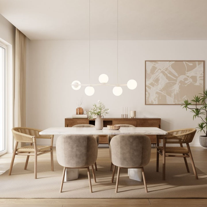 Pendant Lamp - Spherical Opal Glass Shades with Adjustable Cable