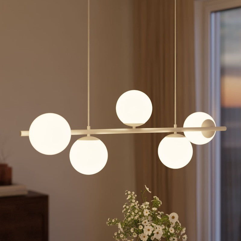 Pendant Lamp - Spherical Opal Glass Shades with Adjustable Cable