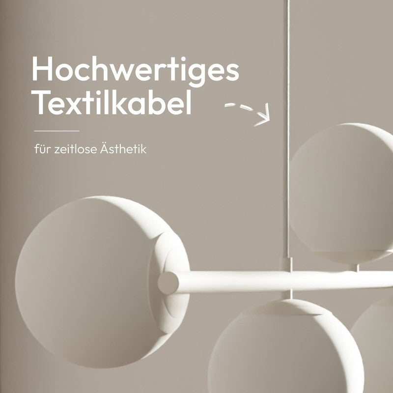 Pendant Lamp - Spherical Opal Glass Shades with Adjustable Cable