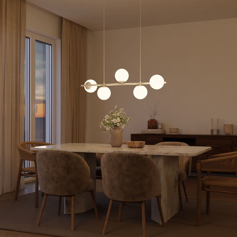 Pendant Lamp - Spherical Opal Glass Shades with Adjustable Cable