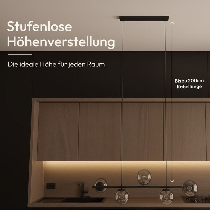 Pendant Lamp - Spherical Opal Glass Shades with Adjustable Cable