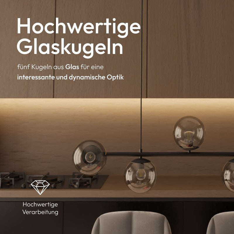 Pendant Lamp - Spherical Opal Glass Shades with Adjustable Cable