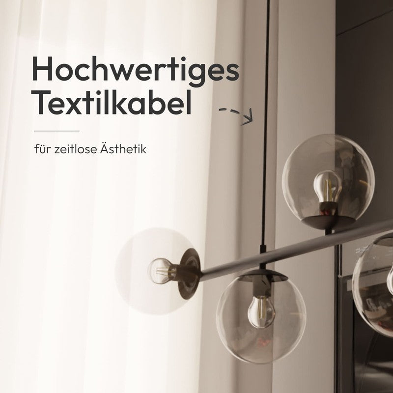 Pendant Lamp - Spherical Opal Glass Shades with Adjustable Cable