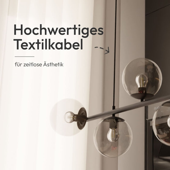 Pendant Lamp - Spherical Opal Glass Shades with Adjustable Cable