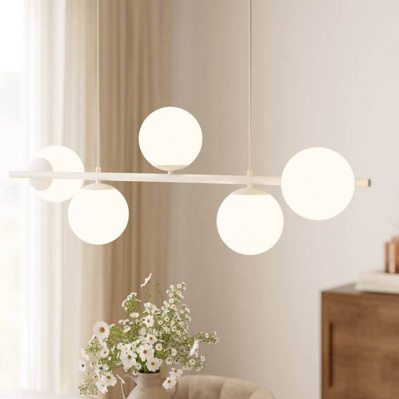 Pendant Lamp - Spherical Opal Glass Shades with Adjustable Cable