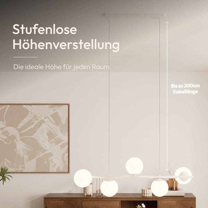 Pendant Lamp - Spherical Opal Glass Shades with Adjustable Cable