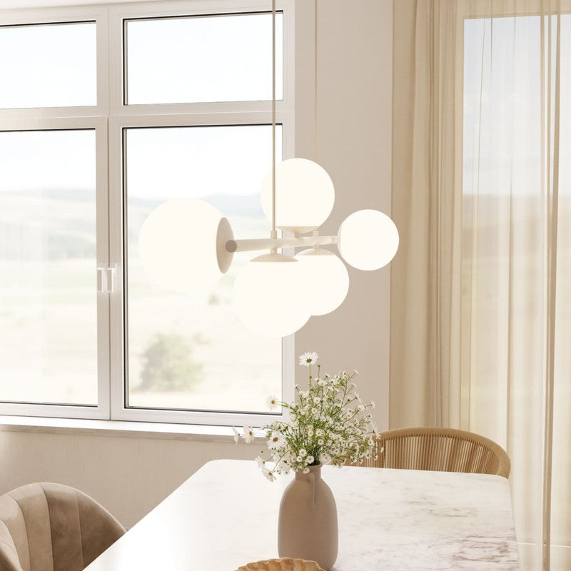 Pendant Lamp - Spherical Opal Glass Shades with Adjustable Cable