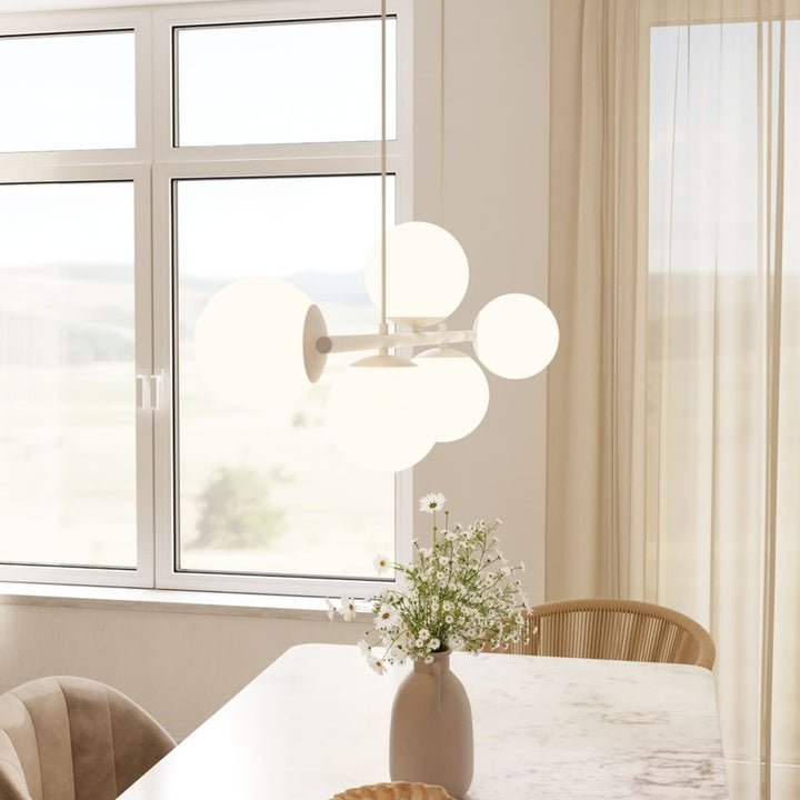 Pendant Lamp - Spherical Opal Glass Shades with Adjustable Cable