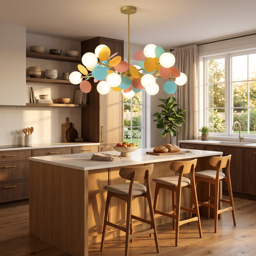 Pendant Lamp with Decorative Disc Elements - Flower Branch