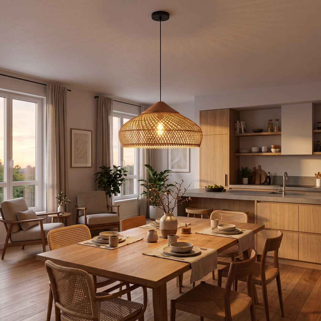 Pendant Light - Dome Shade with Open Weave