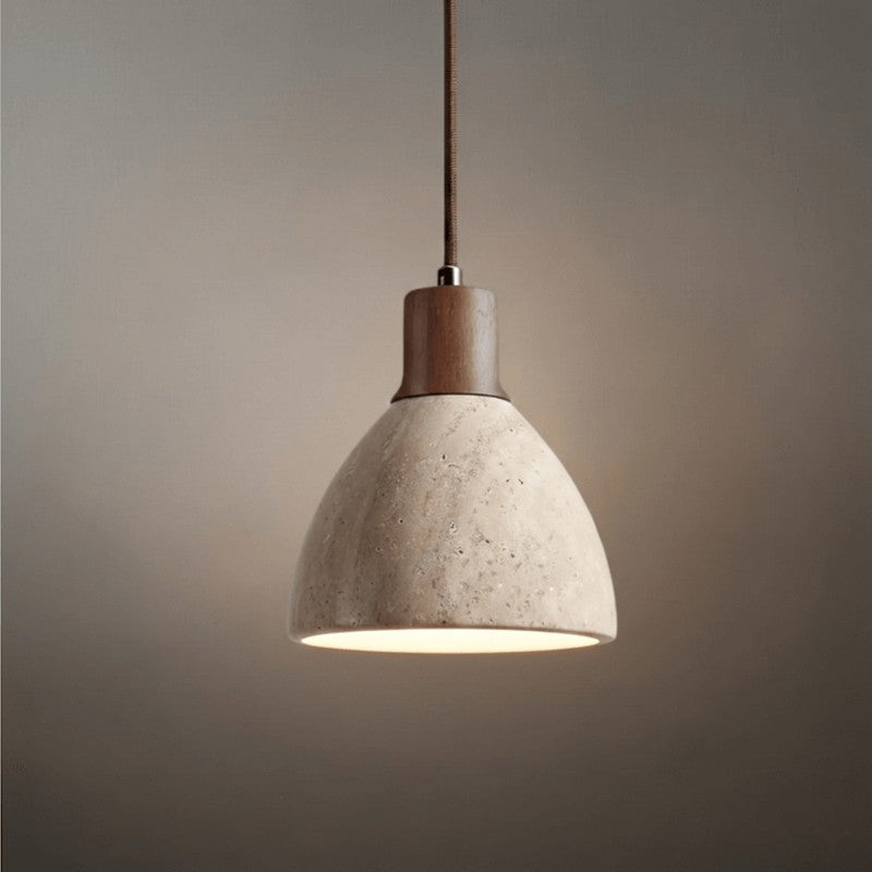 Pendant Light - Dome Shade with Wood Accent