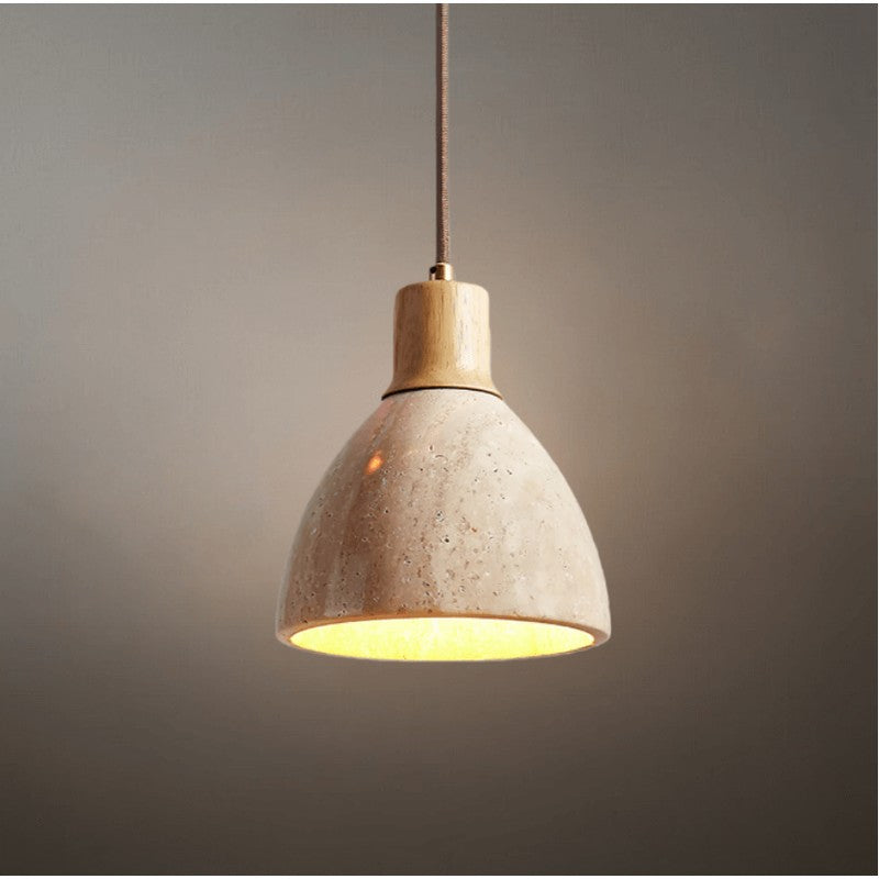 Pendant Light - Dome Shade with Wood Accent